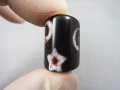 「日月星」（半円柱）至純（現代）天珠 約20.5×14.5×8mm