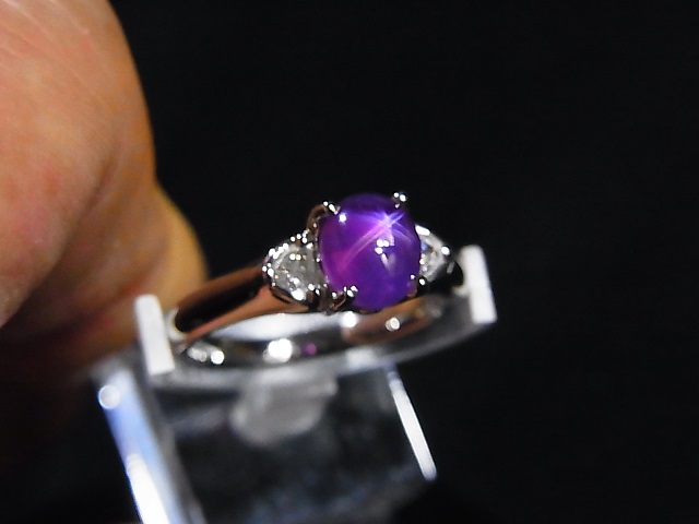 美品 Pt900 プラチナ リング 指輪 バイオレットスターサファイア 4.57ct ダイヤ 0.82ct 【1-0123275】