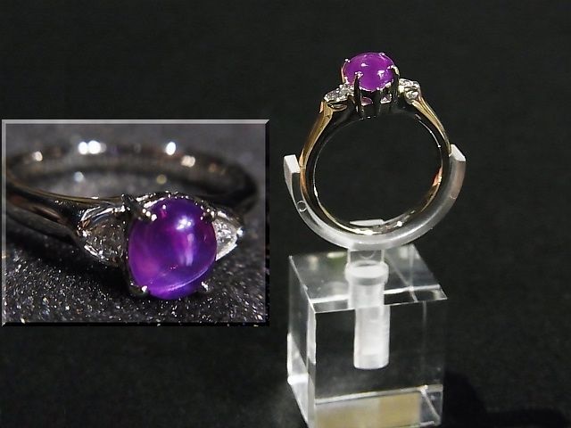 美品 Pt900 プラチナ リング 指輪 バイオレットスターサファイア 4.57ct ダイヤ 0.82ct 【1-0123275】