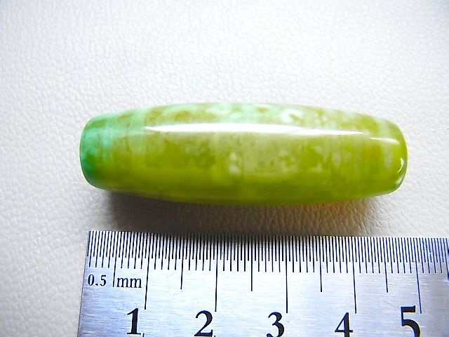 画像: ヴィンテージ：西蔵（チベット）天珠「老緑色四眼」 直径約14×44mm