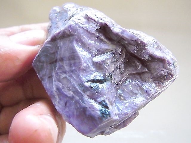 ロシア産チャロアイト原石スラブ（未研磨）59.8g - パーフェクト 