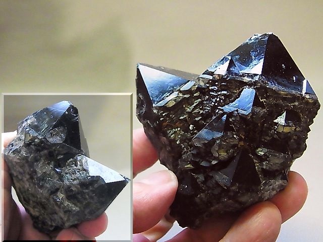 画像: カザフスタン産双頭モリオン（黒水晶）連晶原石304.9g