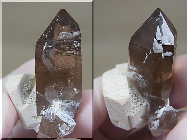 画像: ベトナム・タインホア産ブラックトルマリン入りスモーキー水晶（微斜長石付き） 23.6g