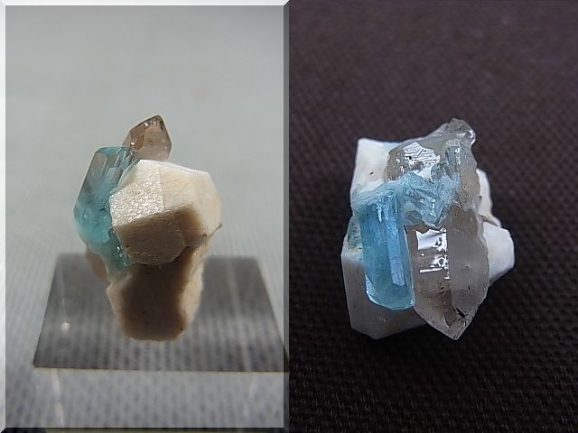 画像: ベトナム・タインホア産アクアマリン付きスモーキー水晶＆微斜長石 1.9g