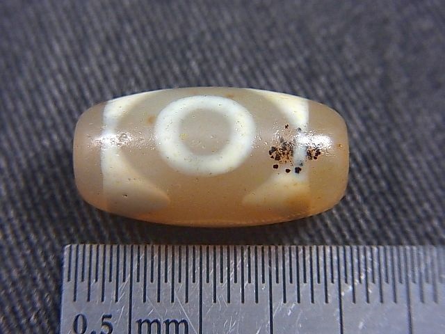 画像: 「三眼」（黒朱砂入り）現代天珠 直径約10.5×20mm