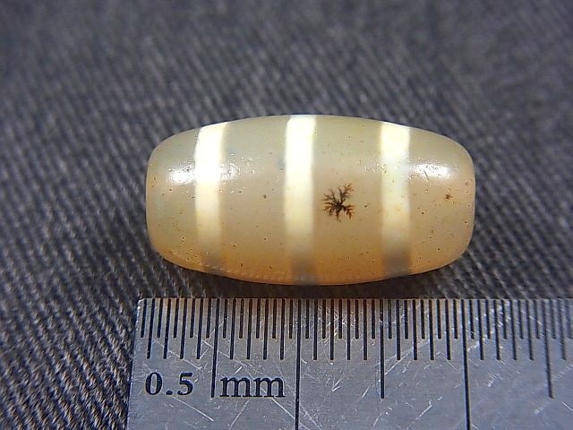 画像: 「線」（黒朱砂入り）現代天珠 直径約約10.5×20mm