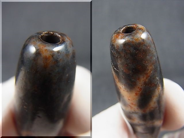 画像: ヴィンテージ：「貴人一眼」（赤朱砂入り）西蔵天珠 直径約13.5×44mm