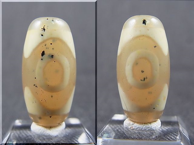 画像1: 「三眼」（黒朱砂入り）現代天珠 直径約10×20mm