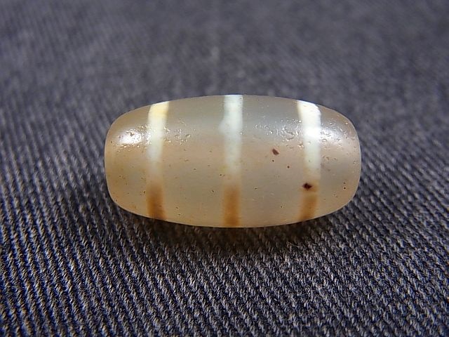 画像: 「線」（赤朱砂入り）現代天珠 直径約10.5×19.5mm