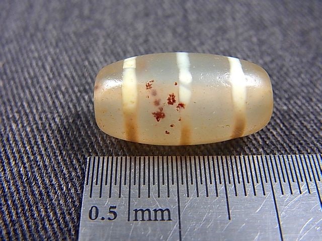 画像: 「線」（赤朱砂入り）現代天珠 直径約10.5×19.5mm