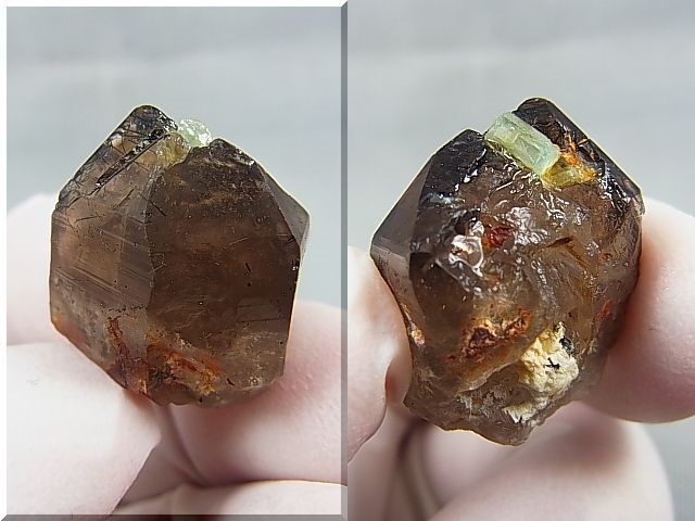 画像: ベトナム・タインホア産アクアマリン付きスモーキー水晶 7.7g